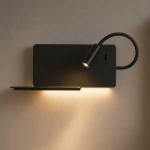 Applique per comodino camera da letto led nera sx ondaluce ap flat presa usb