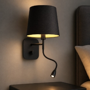 Nordik ap2 applique nera per camera da letto ideal lux