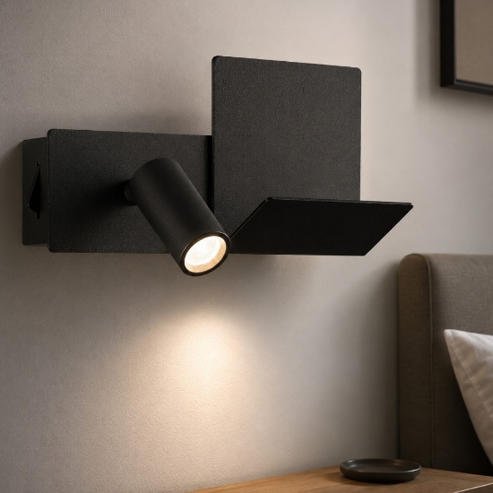 Applique per camera da letto komodo-1 ap ideal lux nera usb led orientabile