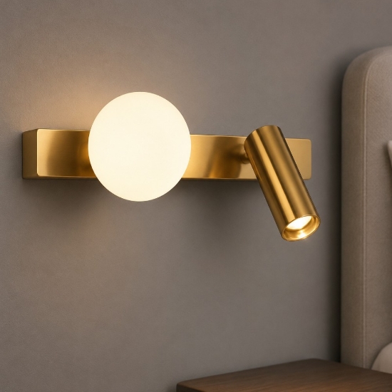 Ideal lux ping pong ap applique ottone da comodino camera da letto led 3000k