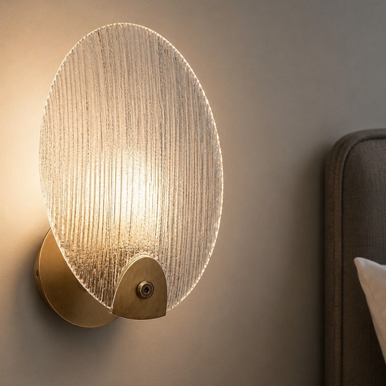 Applique da comodino conchiglia in vetro per camera da letto led 2w 3000k
