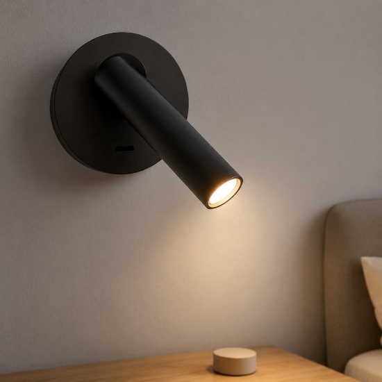 Applique nero per camera da letto led 3000k moderno orientabile