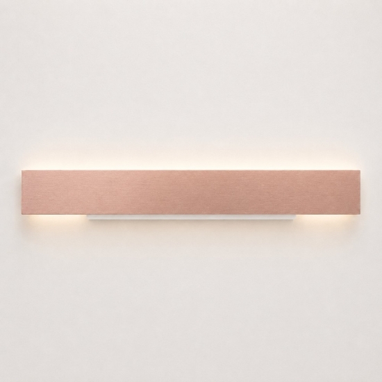 Applique da parete rettangolare oro rosato 65 cm led 43w cct 3000k 4000k moderna