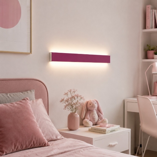 Applique per cameretta magenta 65 cm rettangolare led cct 43w 3000k 4000k