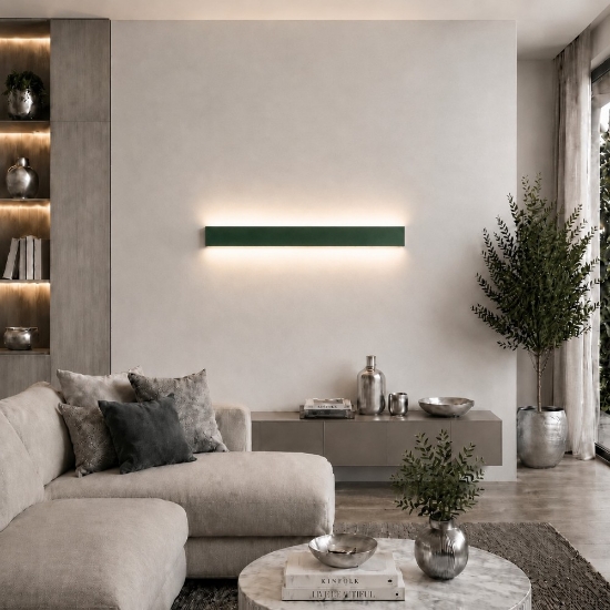 Applique verde bosco 65 cm led cct 3000k 4000k lampada da parete moderna rettangolare