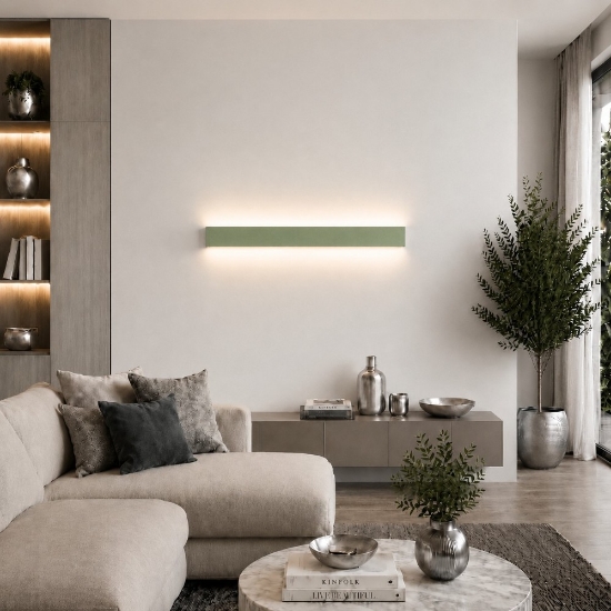 Applique verde salvia 65 cm led cct 3000k 4000k moderna luce indiretta a parete