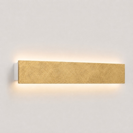 Applique rettangolare foglia oro 65 cm led cct 3000k 4000k moderna per soggiorno