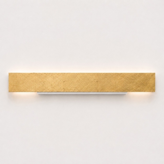 Applique rettangolare foglia oro 65 cm led cct 3000k 4000k moderna per soggiorno