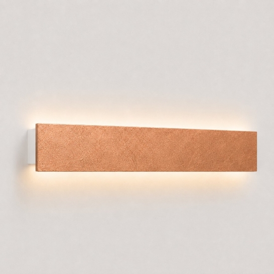 Lampada da parete led cct 3000k 4000k foglia rame 65 cm rettangolare per soggiorno