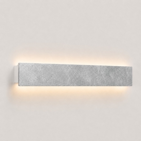 Lampada da parete soggiorno 65 cm foglia argento rettangolare led 43w cct 3000k 4000k