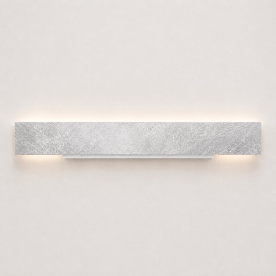 Lampada da parete soggiorno 65 cm foglia argento rettangolare led 43w cct 3000k 4000k