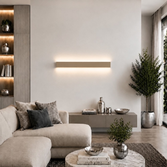 Applique da soggiorno sabbia bagnata 65 cm stretto e lungo led cct 3000k 4000k moderna