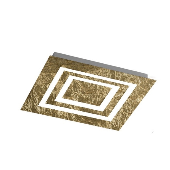 Plafoniera quadrata 35 cm led cct 3000k 4000k moderna full foglia oro per camera da letto