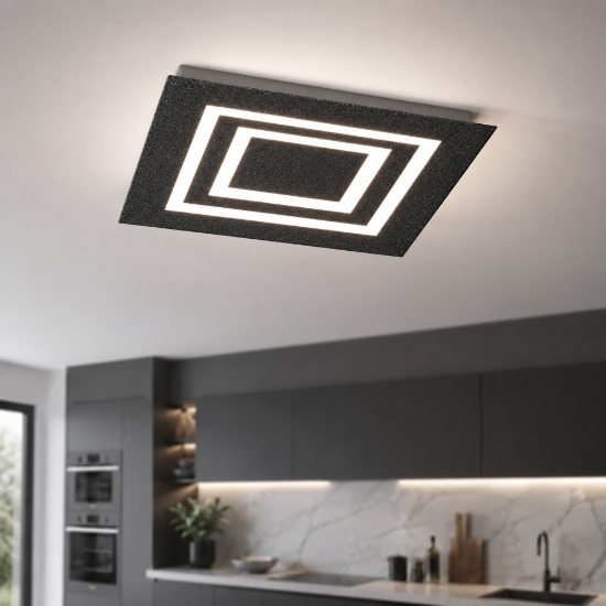 Plafoniera led 33w cct 3000k 4000k quadrata full antracite moderna per cucina
