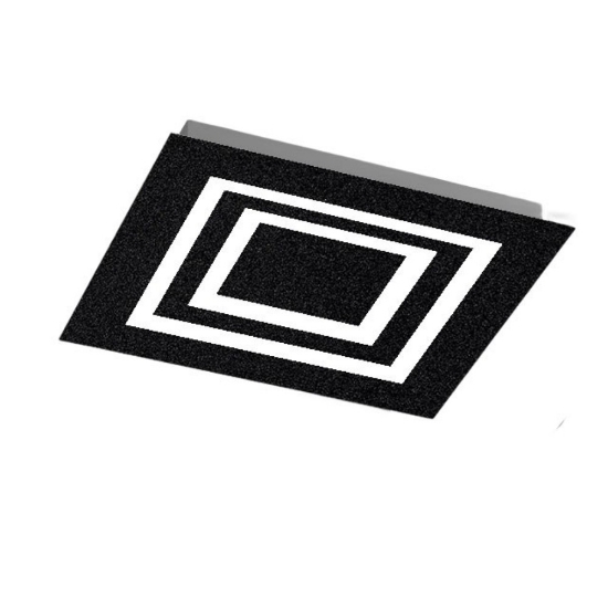 Plafoniera quadrata 35 cm full nero led cct 3000k 4000k moderna per cucina
