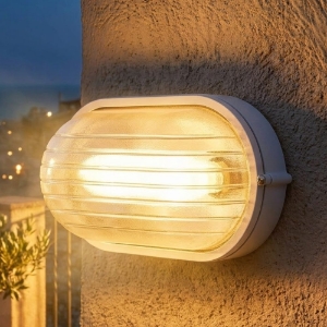Applique ovale bianca da esterno balcone industrial ip54