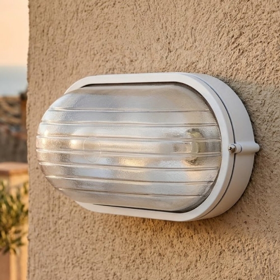 Applique ovale bianca da esterno balcone industrial ip54