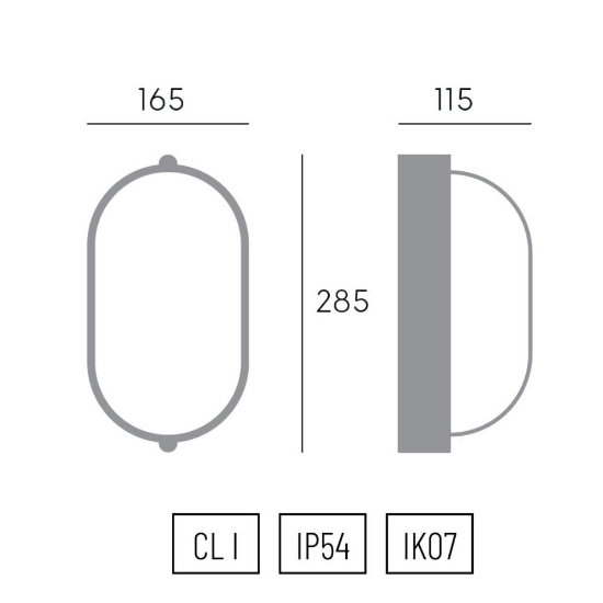 Applique nera da esterno design industrial ovale ip54