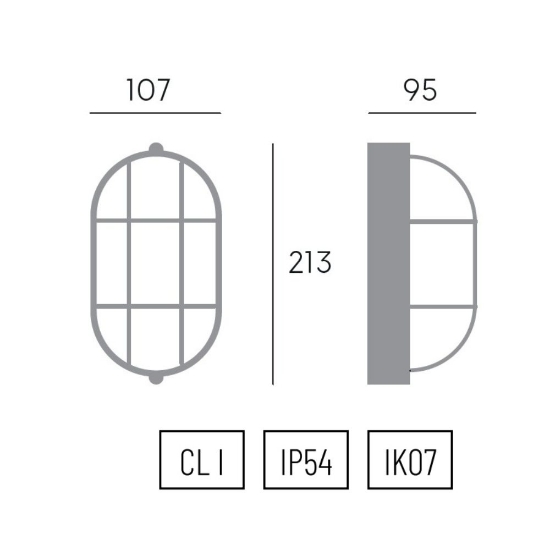 Applique per esterni industrial bianca ovale ip54