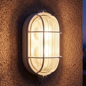 Applique ovale per esterno balcone design industrial bianca