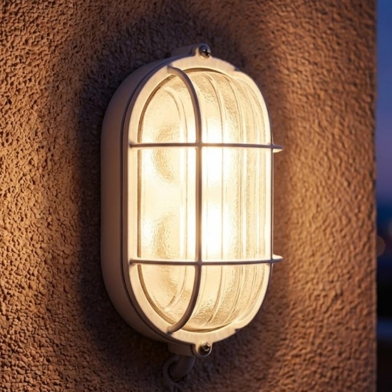 Applique ovale per esterno balcone design industrial bianca