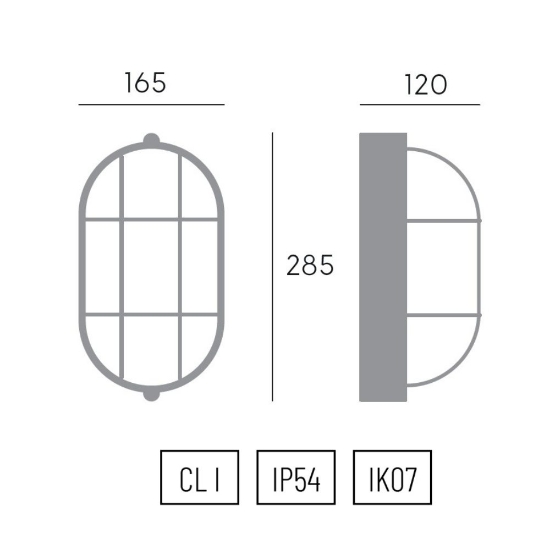 Applique ovale per esterno balcone design industrial bianca