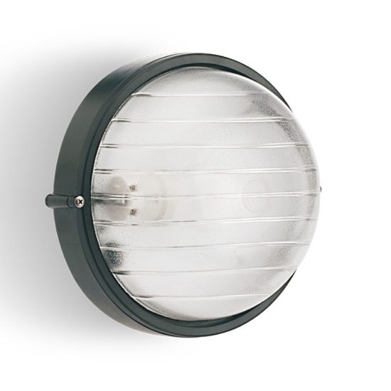 Plafoniera da esterno rotonda nera design industrial ip54