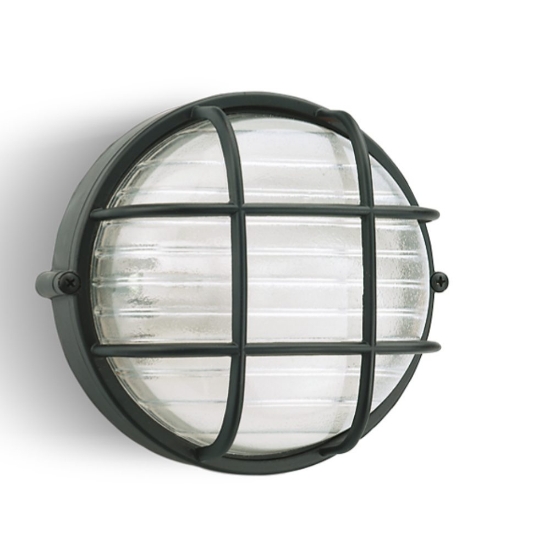 Plafoniera per esterno balcone nera rotonda design industrial