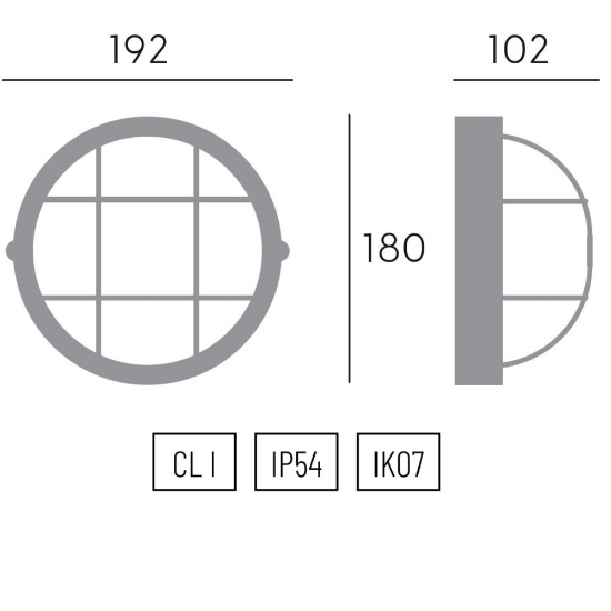 Plafoniera per esterno balcone nera rotonda design industrial