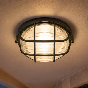 Plafoniera rotonda nera per esterni design industrial