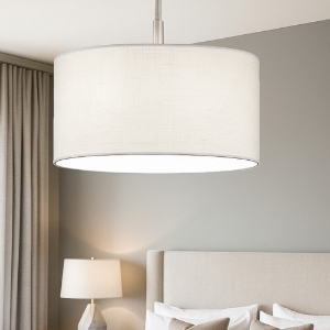 Lampadario cilindro tessuto 50cm bianco round hotel perenz
