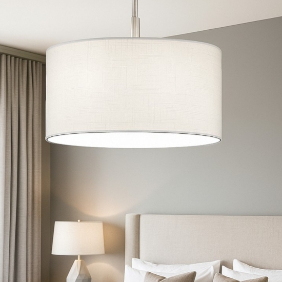 Lampadario cilindro tessuto 50cm bianco round hotel perenz