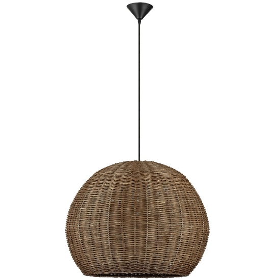 Lampadario cupola di rattan marrone per sala da pranzo
