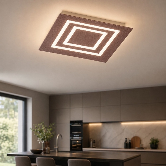 Plafoniera 35 cm oro rosato quadrata moderna led cct 3000k 4000k per camera da letto