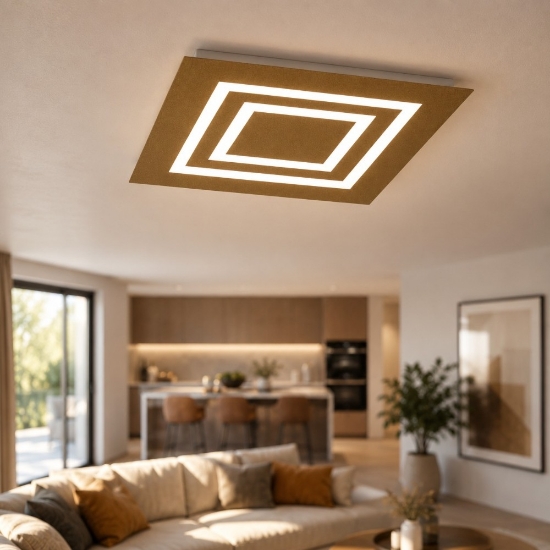 Plafoniera 35 cm quadrata oro opaco moderna led cct 3000k 4000k per camera da letto