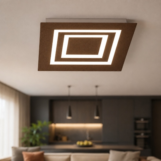 Plafoniera quadrata 35 cm ruggine moderna led cct 3000k 4000k