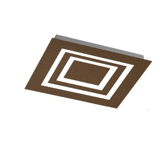 Plafoniera quadrata 35 cm ruggine moderna led cct 3000k 4000k