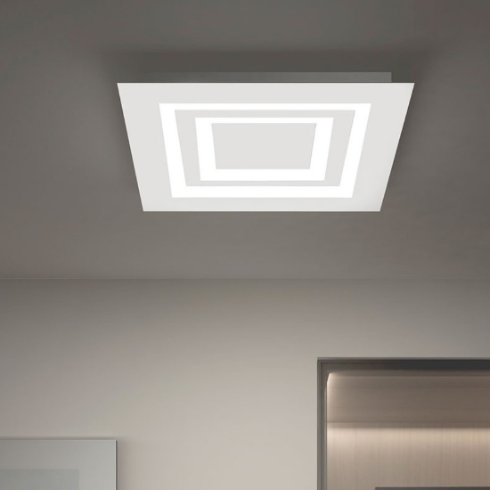 Plafoniera bianca quadrata moderna 35 cm led cct 3000k 4000k per ingresso