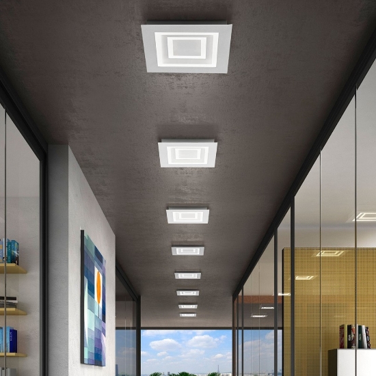Plafoniera bianca quadrata moderna 35 cm led cct 3000k 4000k per ingresso