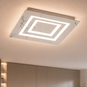 Plafoniera colore marmo bianco 35 cm quadrata moderna led cct 3000k 4000k
