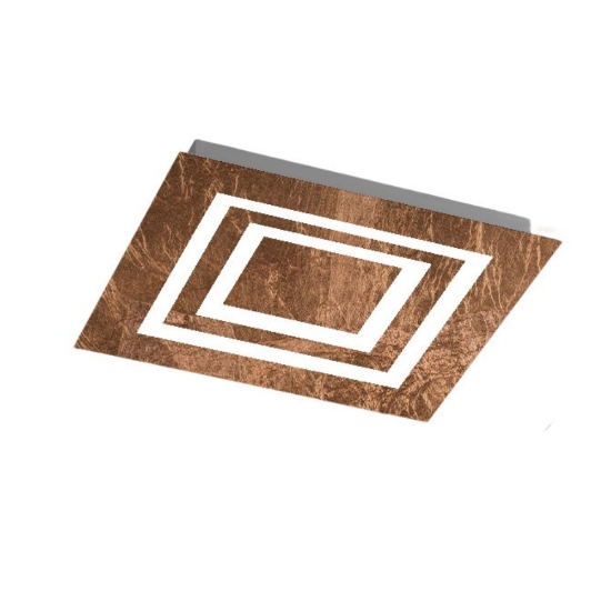 Plafoniera 35 cm foglia rame quadrata moderna led cct 3000k 4000k