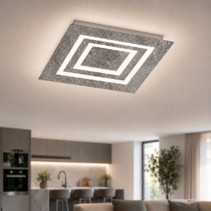 Plafoniera quadrata 35 cm foglia argento led cct 3000k 4000k