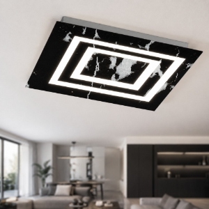 Plafoniera 35 cm colore marmo nero quadrata led cct 3000k 4000k moderna