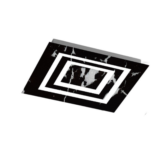 Plafoniera 35 cm colore marmo nero quadrata led cct 3000k 4000k moderna