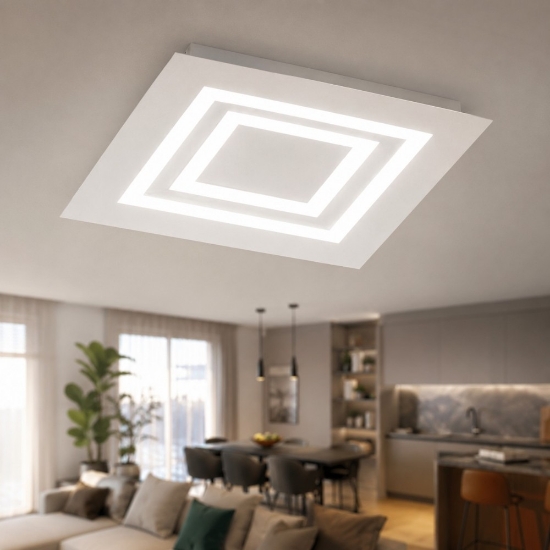 Plafoniera 50 cm quadrata bianca moderna led cct 3000k 4000k per soggiorno