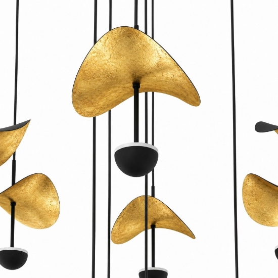 Eglo lampadario moderno dracera foglia oro per soggiorno led 39w 3000k