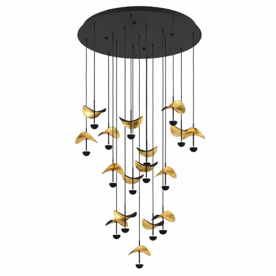 Eglo lampadario moderno dracera foglia oro per soggiorno led 39w 3000k