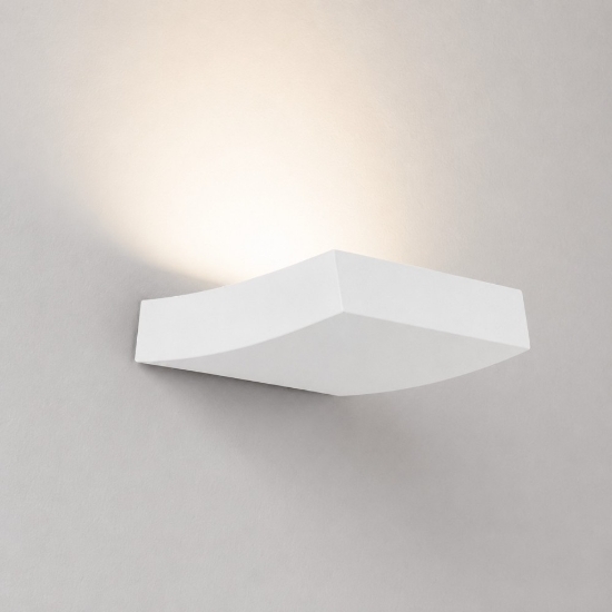 Applique lampada curva di gesso bianco per interni moderna