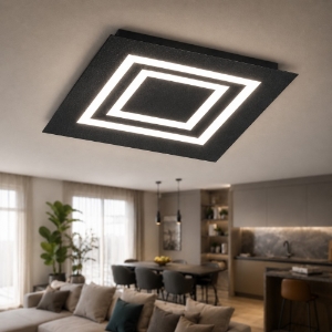 Plafoniera 50 cm quadrata antracite led cct 3000k 4000k moderna per soggiorno