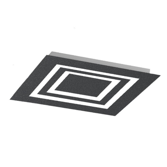 Plafoniera 50 cm quadrata antracite led cct 3000k 4000k moderna per soggiorno